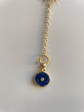Load image into Gallery viewer, Handmade intentional conscious crystal jewellery Sydney Lapis Lazuli gold sun necklace