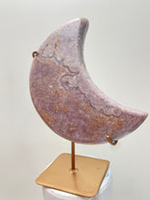 Load image into Gallery viewer, Pink Amethyst Moon with gold stand (PAM8)