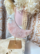 Load image into Gallery viewer, Pink Amethyst Moon with gold stand (PAM4)
