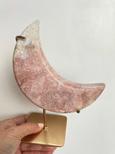 Load image into Gallery viewer, Pink Amethyst Moon with gold stand (PAM4)