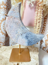 Load image into Gallery viewer, Pink Amethyst Moon with gold stand (PAM3)