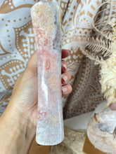 Load image into Gallery viewer, Pink Amethyst Moon with gold stand (PAM9)