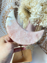 Load image into Gallery viewer, Pink Amethyst Moon with gold stand (PAM4)