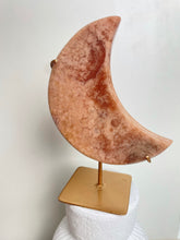 Load image into Gallery viewer, Pink Amethyst Moon with gold stand (PAM7)