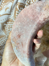 Load image into Gallery viewer, Pink Amethyst Moon with gold stand (PAM9)
