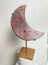 Load image into Gallery viewer, Pink Amethyst Moon with gold stand (PAM9)