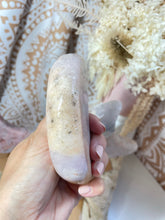 Load image into Gallery viewer, Pink Amethyst Moon with gold stand (PAM5)