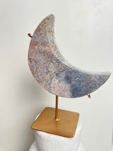 Load image into Gallery viewer, Pink Amethyst Moon with gold stand (PAM3)