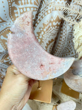 Load image into Gallery viewer, Pink Amethyst Moon with gold stand (PAM9)