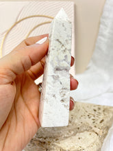 Load image into Gallery viewer, White PLume Druzy Agate Tower Crystals Sydney Australia