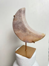 Load image into Gallery viewer, Pink Amethyst Moon with gold stand (PAM5)
