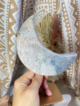Load image into Gallery viewer, Pink Amethyst Moon with gold stand (PAM3)