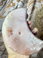 Load image into Gallery viewer, Pink Amethyst Moon with gold stand (PAM2)