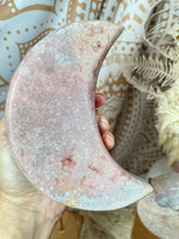 Load image into Gallery viewer, Pink Amethyst Moon with gold stand (PAM9)