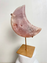 Load image into Gallery viewer, Pink Amethyst Moon with gold stand (PAM2)