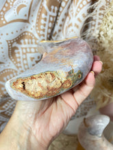 Load image into Gallery viewer, Pink Amethyst Moon with gold stand (PAM9)