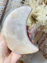 Load image into Gallery viewer, Pink Amethyst Moon with gold stand (PAM5)