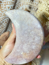 Load image into Gallery viewer, Pink Amethyst Moon with gold stand (PAM8)