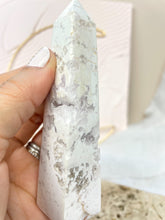 Load image into Gallery viewer, White PLume Druzy Agate Tower Crystals Sydney Australia
