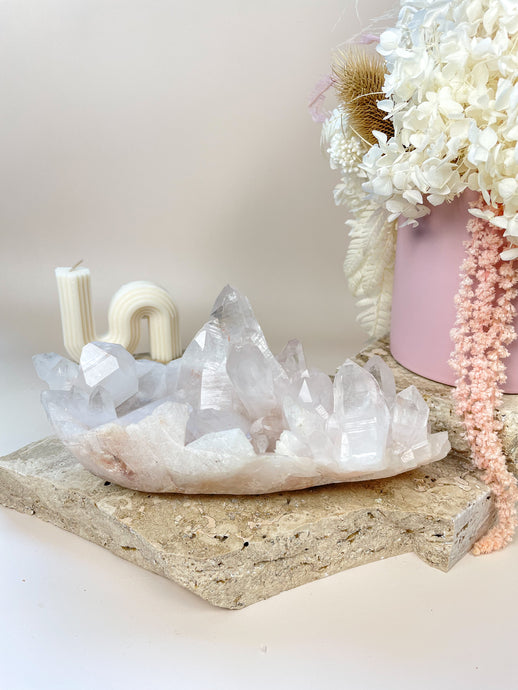 White Pink Himalayan Samadhi Quartz Cluster Crystals Sydney Australia