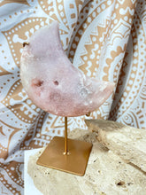 Load image into Gallery viewer, Pink Amethyst Moon with gold stand (PAM2)
