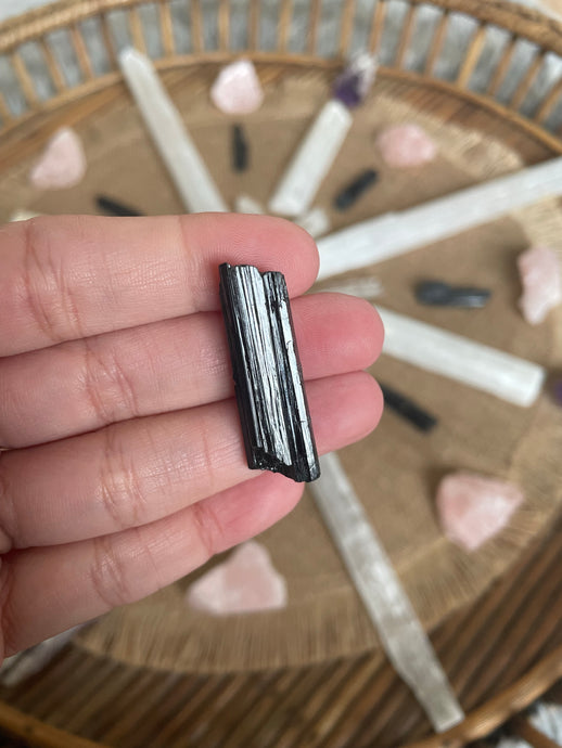 mini black tourmaline points raw form crystal grid gridding Sydney crystal shop